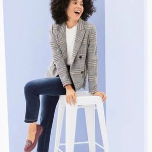 NWT LOFT Plaid Double Breasted Blazer